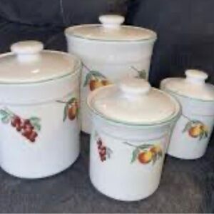 Citation Stoneware Garden Trellis Canisters 4 Piece Set